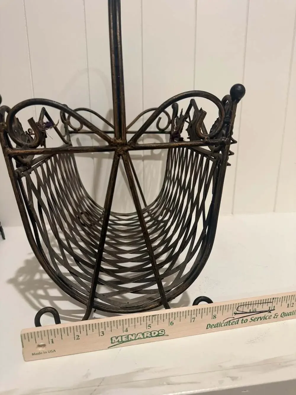 Vintage Italian Tole Leaf Magazine Holder Metal Basket